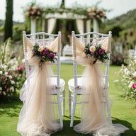 Bridal Shower Chair Tulle Draping - 9.8ft x 29.5in Wedding Party Decor Fabric Romantic Chair & Arch Backdrop