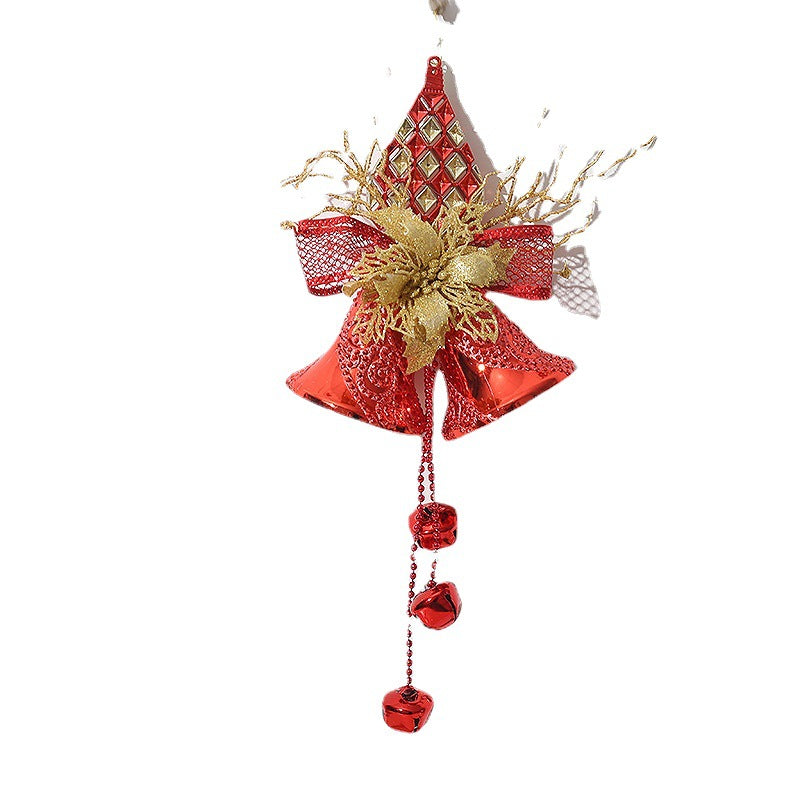 Double Bell Pendant Hanging Ornaments with Wreath – Bulk Set for Xmas Tree and Home Door Decor