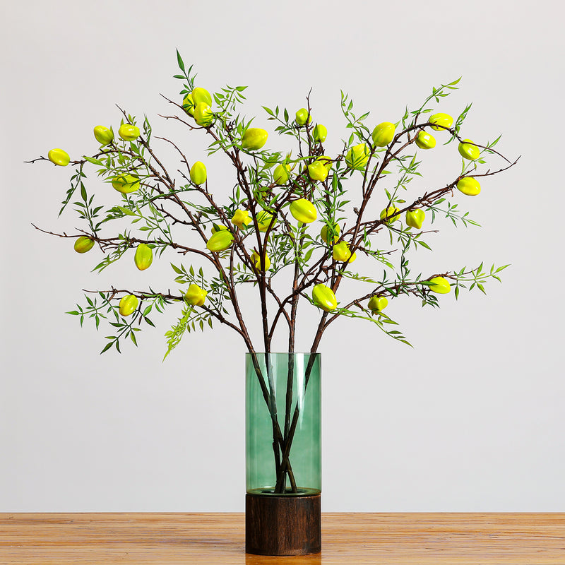 Artificial Starfruit Branch, Realistic Plastic Fruit & Leaves for Home Decor, Weddings & Events