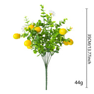 Wedding Decor Artificial Lemon Strawberry & Eucalyptus Bundle - 7 Stems per Bunch 5 Bunches per Pack 13.77" Faux Greenery for Bridal Bouquets Centerpieces