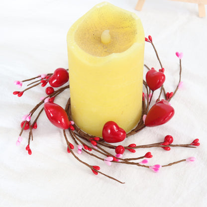 Valentine's Day Heart Candle Ring - Berry Decor for Candle Holders & Lanterns | As Pictured