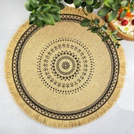Bulk 2pcs 15 Inch Boho Round Braided Placemats with Tassel Vintage Vase Mat for Home Party Birthday Wholesale