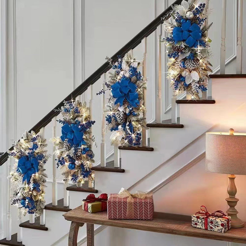 10 Pcs Artificial Christmas Teardrop Swag Garland for Stairs Door Fireplace Window Indoor Outdoor Decor