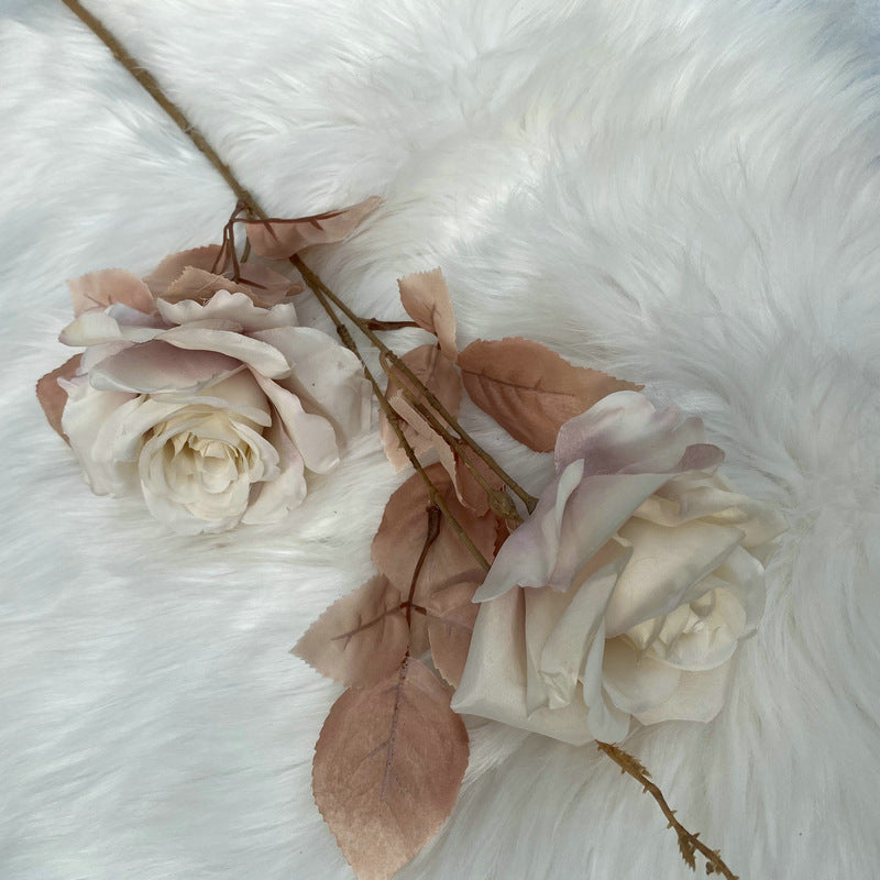 Single Stem Alice Rose with 2 Blooms, 31" Tall, Silk-Like Fabric, Perfect for Weddings, Home Decor & Events
