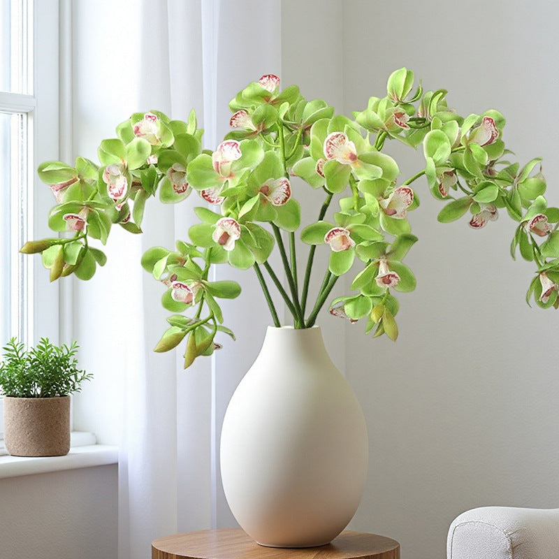 Single Stem Artificial Phalaenopsis Orchid, 69cm Long, 8 Blooms, PE/PVC Material, Modern Green Décor for Home, Office, or Events