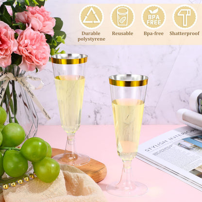 Bulk 25 Pcs Disposable Champagne Cups 2025 Crystal Clear Acrylic Toasting Flutes Non-Slip for Wedding Receptions&NYE Party Decor Wholesale