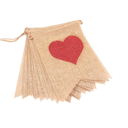 Glitter Heart "LOVE IS SWEET" Burlap Banner - Perfect Engagement Party Decorations 13.1ft Long