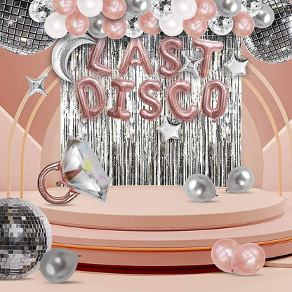 Last Disco Bachelorette Party Decor Kit - Rose Gold "Last Disco" Balloons & Bride to Be Balloon Chain Set