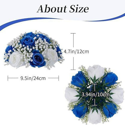 Premium 6-Pack Silk Rose Centerpieces - High-Quality Artificial Crimson Floral Arrangements for Wedding Party Table Decor