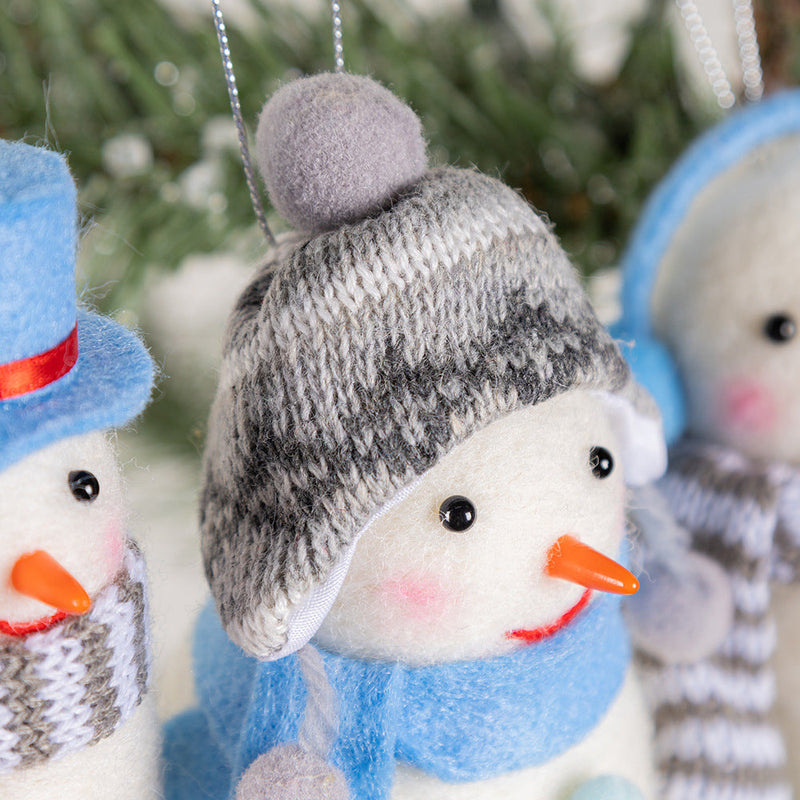 10 Pcs Christmas Snowman Doll Ornaments with Scarf and Hat, Holiday Tree Charms Decorations