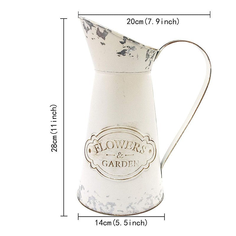 Bulk Metal Flower Vase White Shabby Chic Vintage Farmhouse Jug Vase for Home Kitchen Living Room Wholesale
