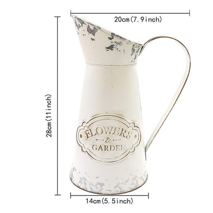 Bulk Metal Flower Vase White Shabby Chic Vintage Farmhouse Jug Vase for Home Kitchen Living Room Wholesale