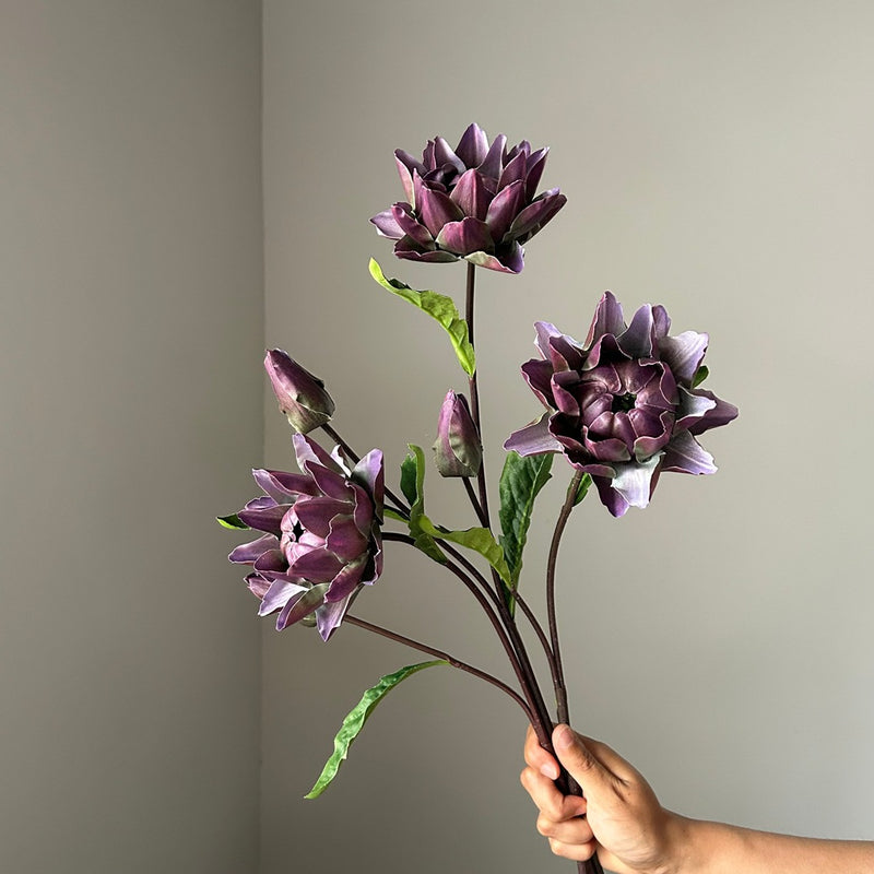 Single Stem Thistle & Bromeliad Artificial Flower, 26" Tall, Plastic, for Weddings, Events, Home Decor