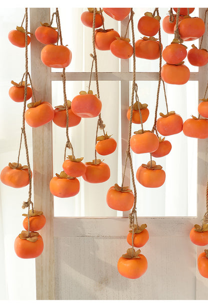 Bulk 2 Pcs Persimmon Garlands Real Touch Fade Resistance for Indoor Outdoor Home Decor Thanksgiving Photo Studio Backdrops Wholesale