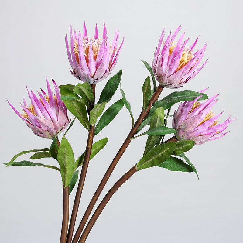 Single Stem Artificial King Protea Flower, 22" Tall, Plastic, Indoor Decor for Home, Weddings & Events