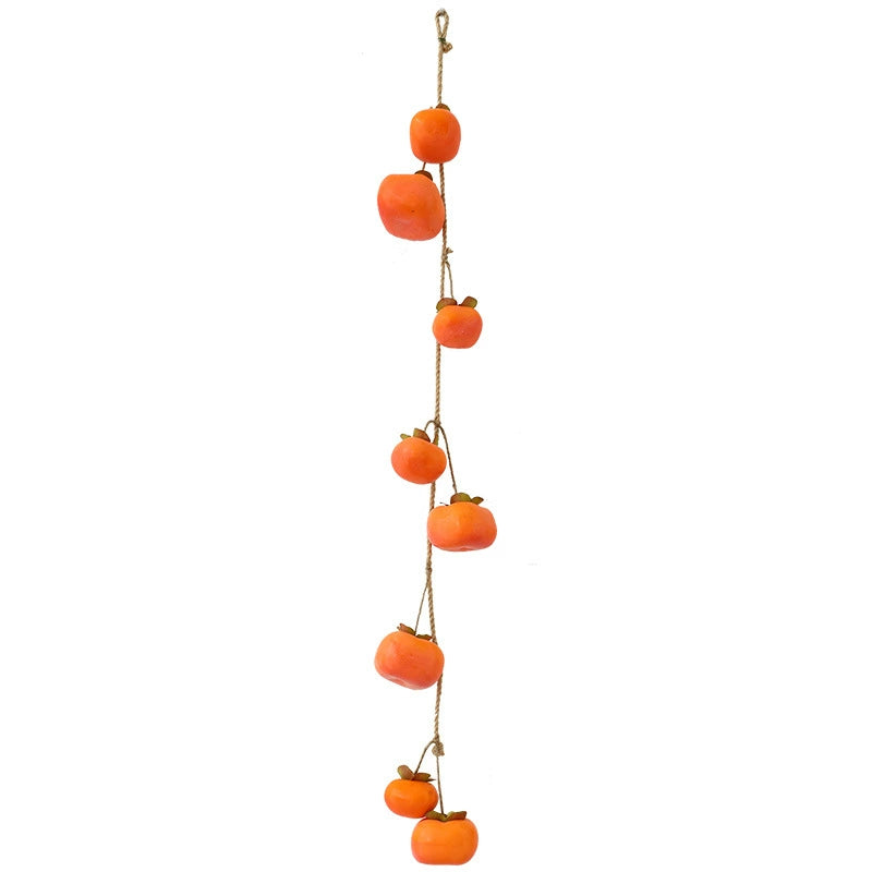 Bulk 2 Pcs Persimmon Garlands Real Touch Fade Resistance for Indoor Outdoor Home Decor Thanksgiving Photo Studio Backdrops Wholesale