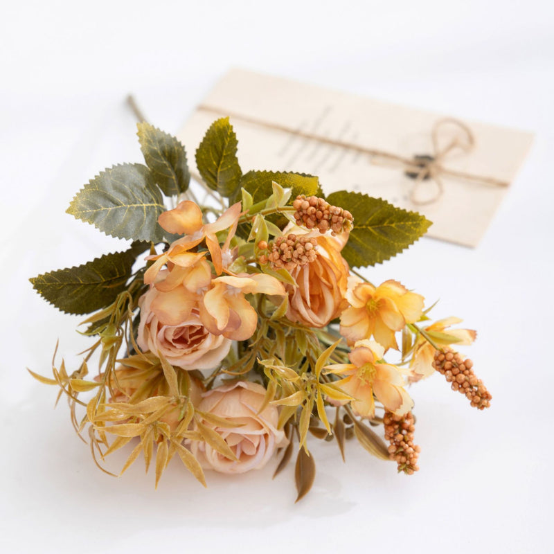 Artificial Rose Bush, 11 Blooms, 14" Tall, Silk Material, Perfect for Home Decor, Weddings, Events, and Gift Giving