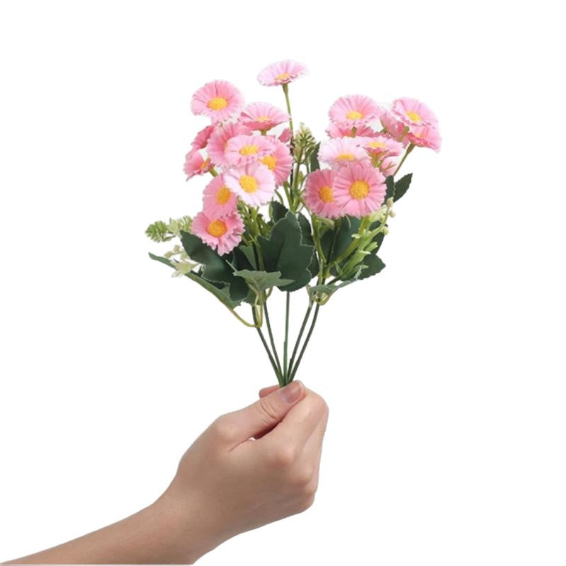 Artificial Daisy Bush, Faux Silk Chamomile Flowers, Bendable Stem, for Weddings, Home Decor & Display Windows