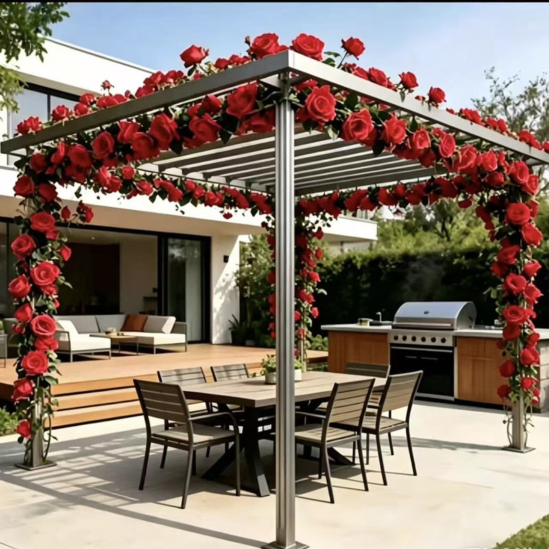 Artificial Rose Garland Vine, 47" Length, 45 Blooms, Modern Farmhouse Style, Perfect for Weddings, Home Decor, & Events