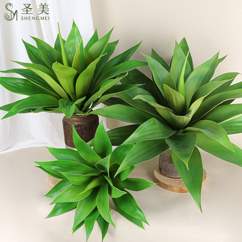 Artificial Agave Plant, Single Stem with 22 Leaves, 18" Tall, Plastic, Indoor/Outdoor Decor for Home, Office, Events