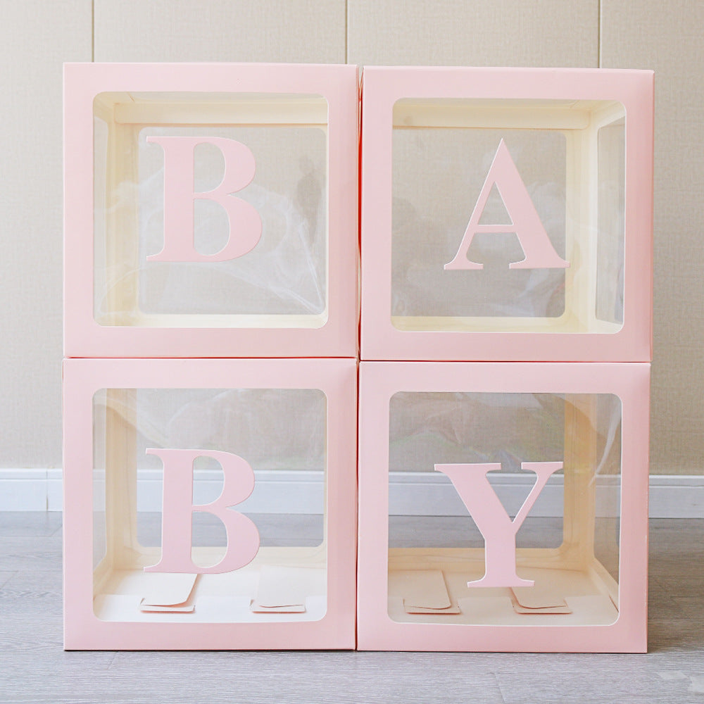 Bulk 4 Pcs Clear Balloon Boxes with Letters for Baby Shower Birthday Party Backdrop Decor Wholesale