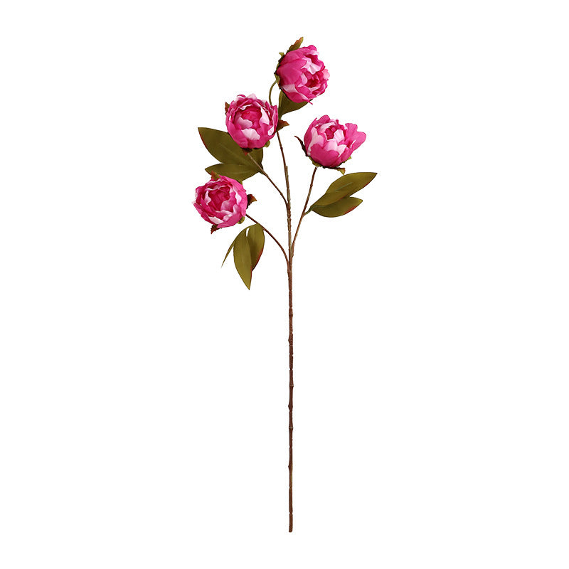 Peony Bush with 4 Blooms, 29" Tall, Silk-Like Fabric, for Weddings, Home Decor, and Events