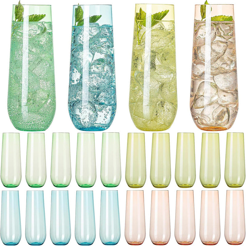 Bulk 48 Pcs Plastic Stemless Champagne Glasses 9 OZ Shatterproof Wine Glasses Wholesale
