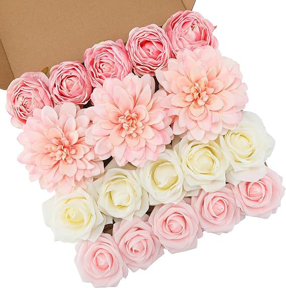 Wedding Backdrop Floral Arrangement Kit Silk Rose Dahlia Combo Adjustable Stems UV Fade Resistant Event Decor