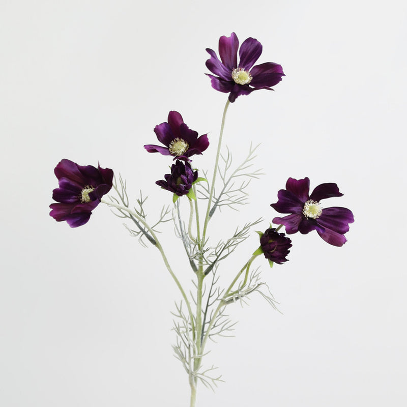 Artificial Cosmos Flower Bush with 6 Blooms, Silk-Like Fabric, 24" Tall, Indoor Decor
