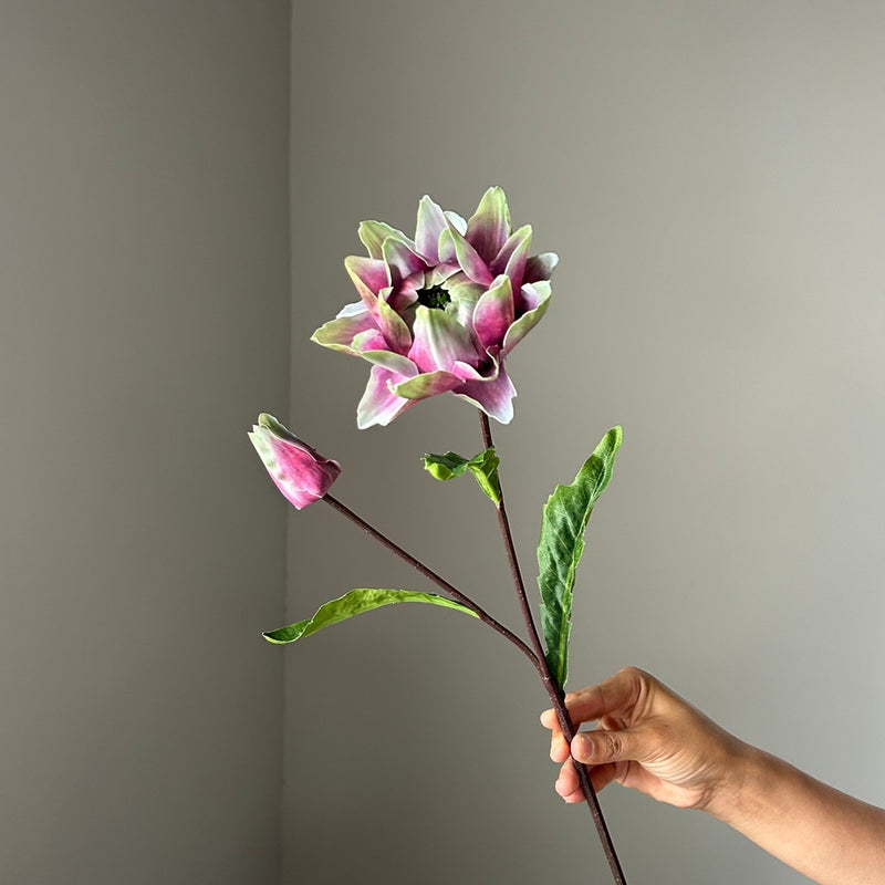 Single Stem Thistle & Bromeliad Artificial Flower, 26" Tall, Plastic, for Weddings, Events, Home Decor