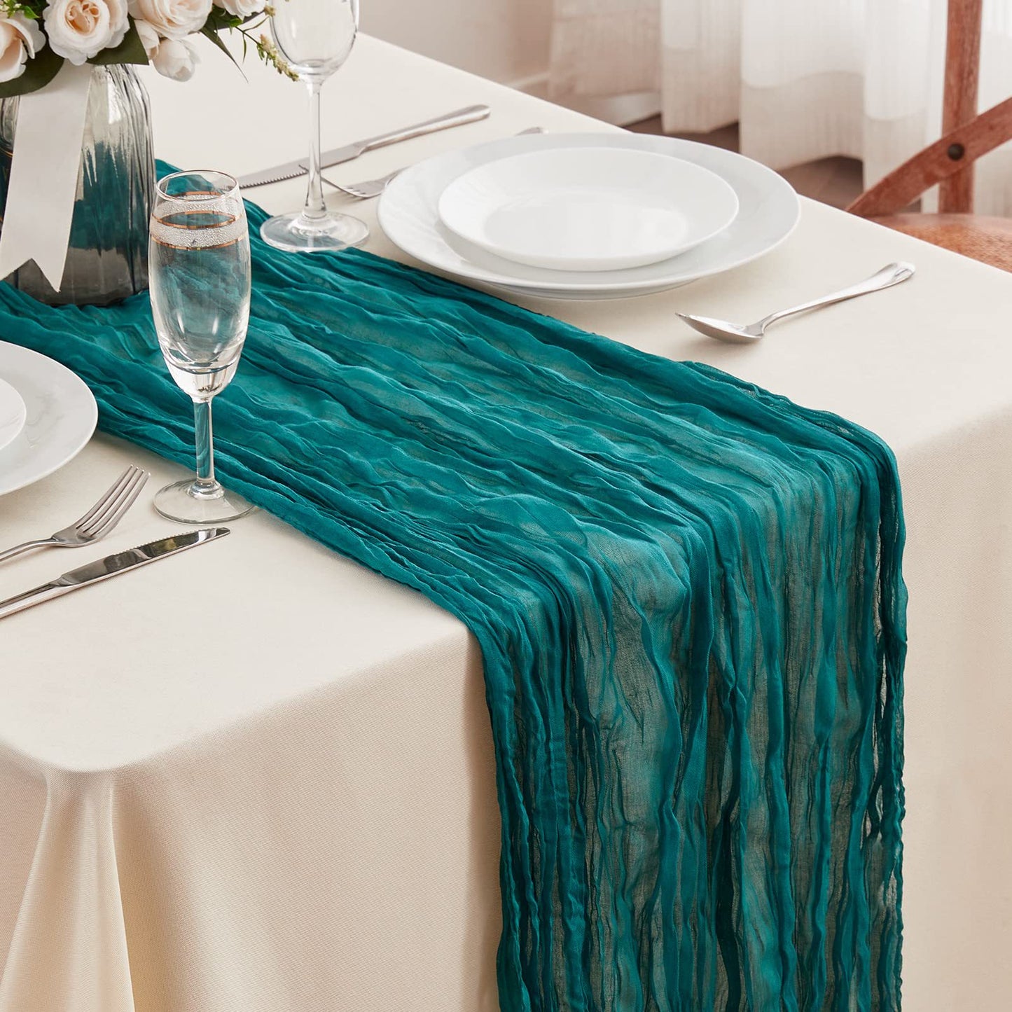 Bulk Cheesecloth Table Runner 2025 Boho 35" Breathable Organic Cotton Table Decor for Summer Wedding Bridal Shower Boho Party Wholesale