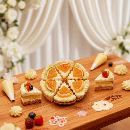 Wedding Decor Mini Faux Cream Cake Set - 10 Pcs Triangle Mousse Fake Fruit Cake Resin Charms (3 Colors)