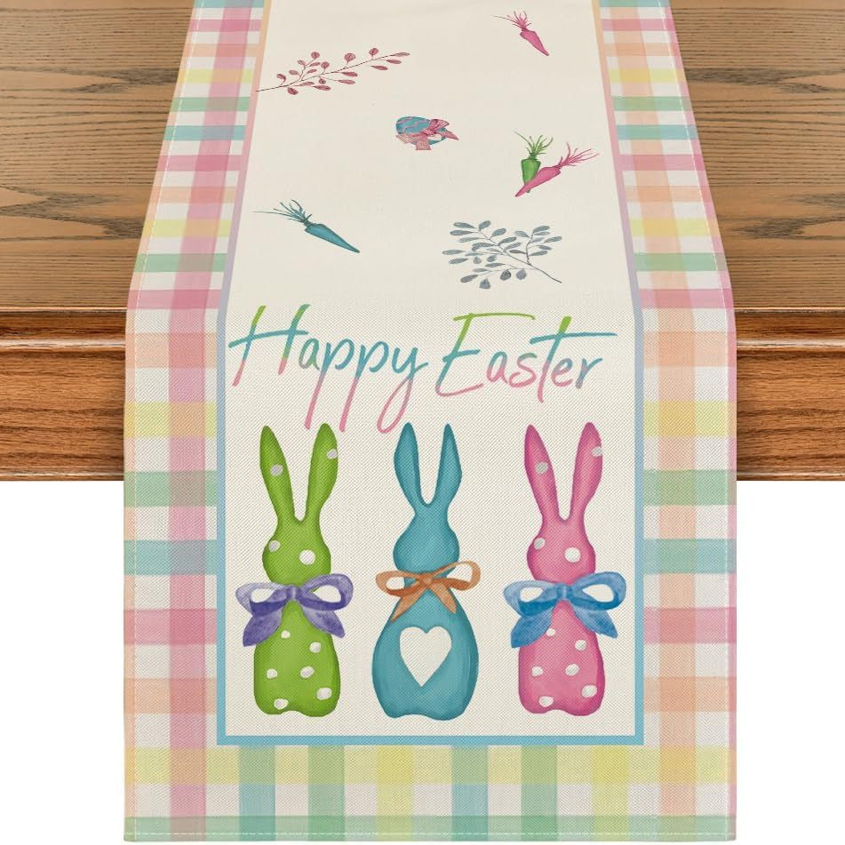 Bulk 3 Pcs Easter Table Runner 2025 Linen Waterproof Spring Dining Decor Farmhouse Outdoor Picnic Reusable Boho Party Table Wholesale