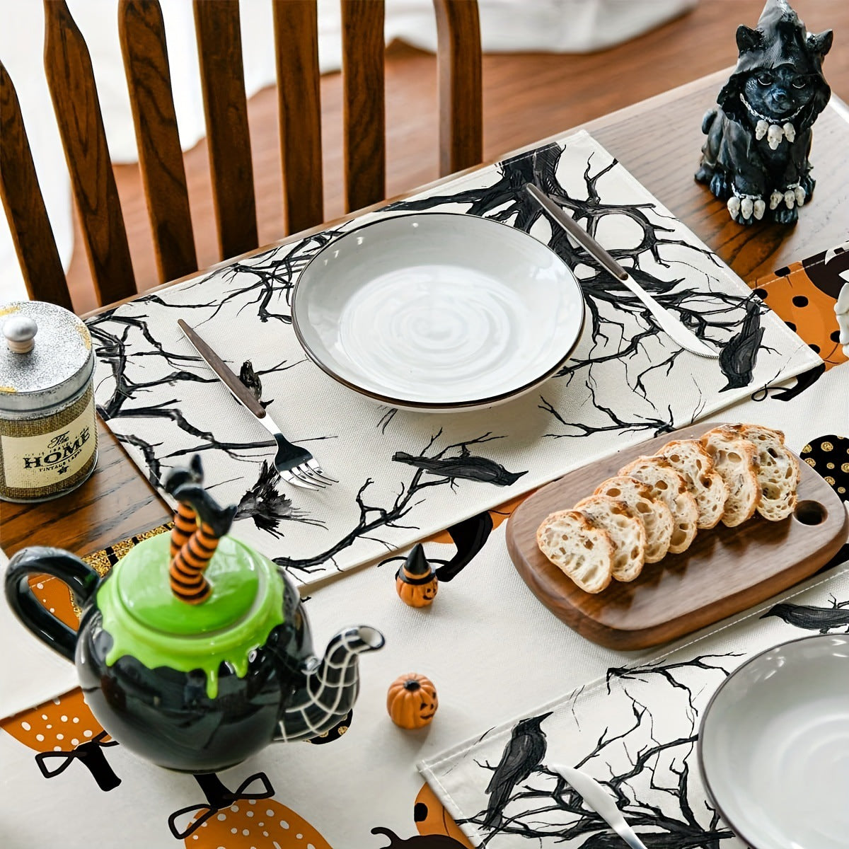 Halloween Black Crow Placemats | Spooky Dining & Home Decor Heat - Resistant Pads