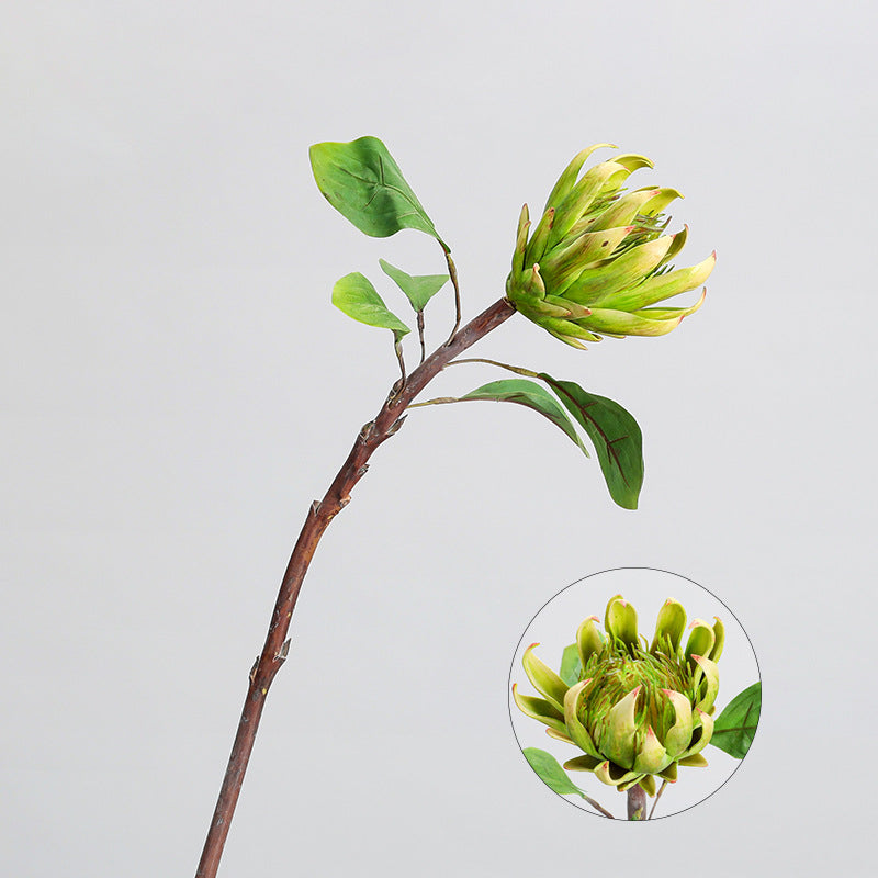 Single Stem Protea King Artificial Flower, 25" Tall, Silk-Like Fabric, Perfect for Weddings and Home Decor