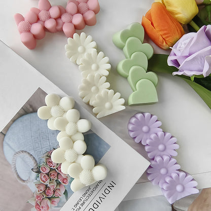 4-Heart & Daisy Scented Candles - Valentine’s Day Gifts Photo Props & Cute Decor