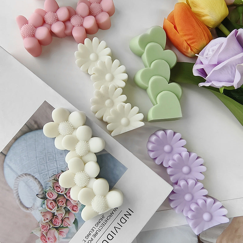 4-Heart & Daisy Scented Candles - Valentine’s Day Gifts Photo Props & Cute Decor