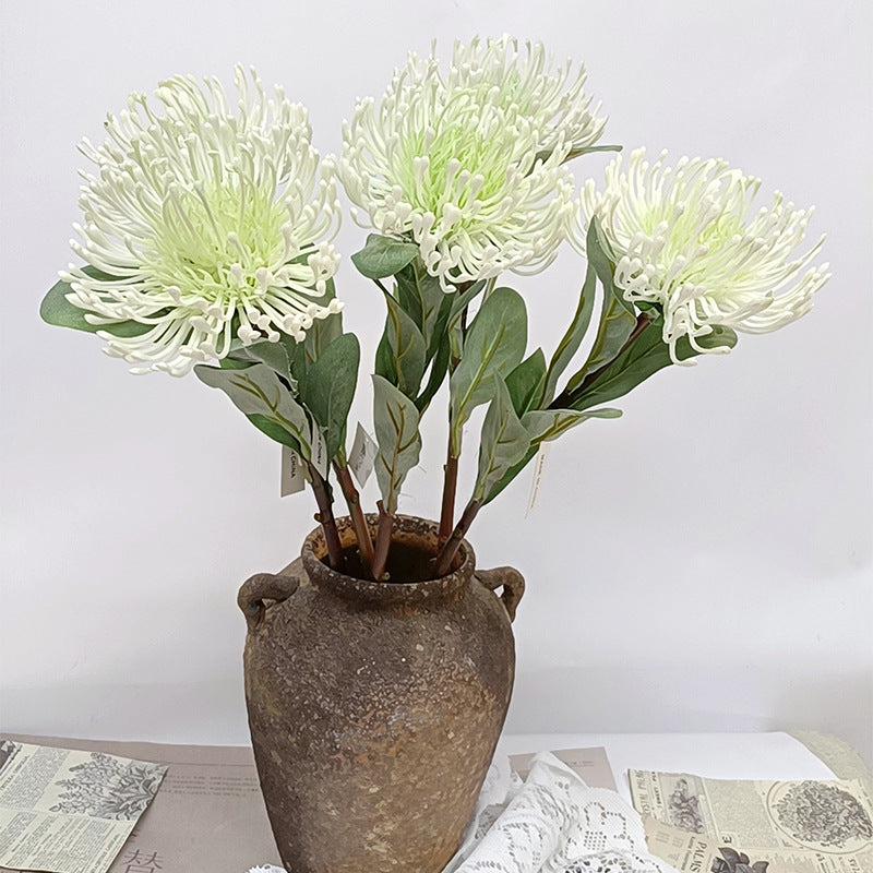 Single Stem Artificial Green Chrysanthemum Flower, 23" Long, Realistic Plastic Floral for Home Decor, Wedding, and Events