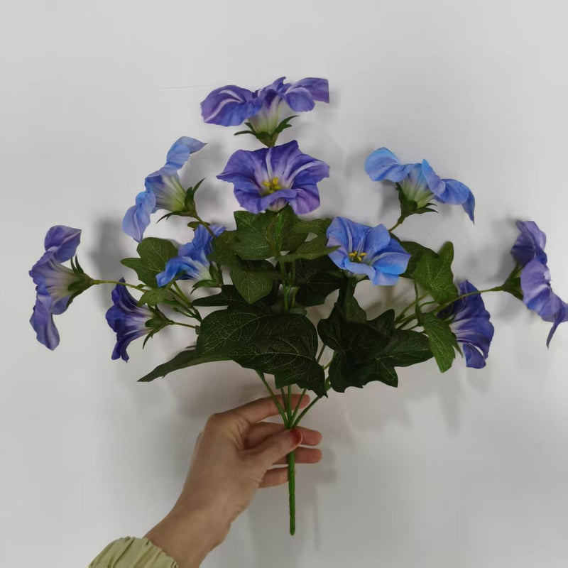 Morning Glory Bush with 10 Blooms, UV-Resistant for Indoor & Outdoor Use, 16" Height