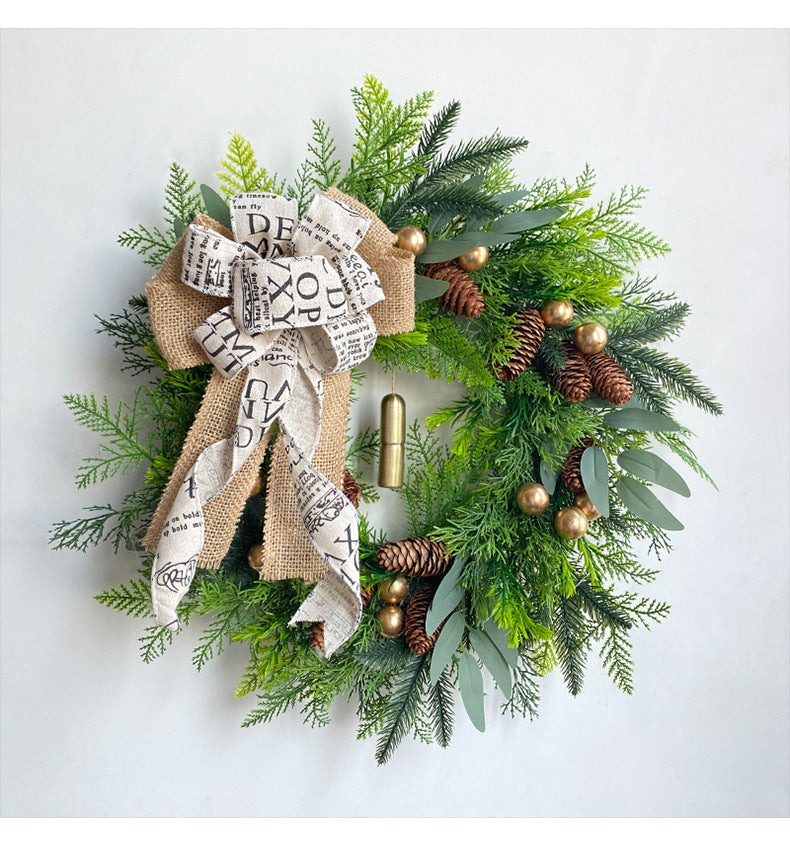 Christmas Pinecone Bell Wreath, 18" Rustic Holiday Door Hanger, Farmhouse Christmas Decor for Home, Wedding & Events