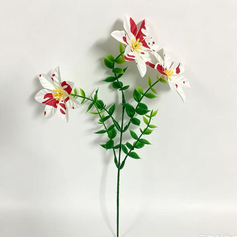 Artificial Poinsettia Eucalyptus Stem, 12" Single Spray with 3 Blooms, Pack of 10 Stems for Christmas Decor, Wedding Arrangements & Home Styling