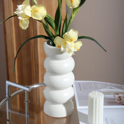 Bulk Ceramic Flower Vase Ribbing Modern Unique Home Party Decor Wholesale