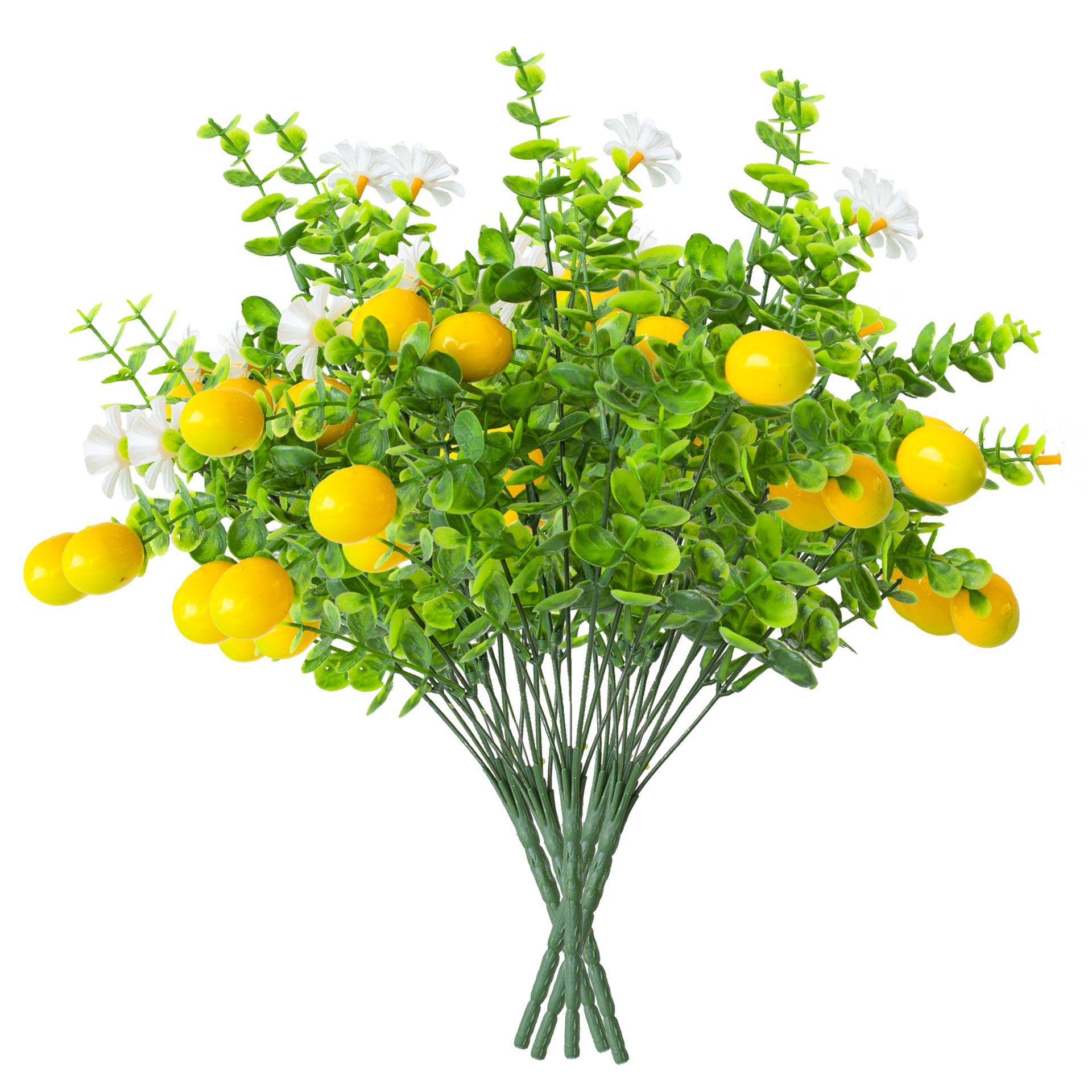 Wedding Decor Artificial Lemon Strawberry & Eucalyptus Bundle - 7 Stems per Bunch 5 Bunches per Pack 13.77" Faux Greenery for Bridal Bouquets Centerpieces