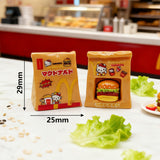 10Pcs 3D Mini McDonald's Hamburger Paper Bag Resin Charms | Wedding Decor for Dessert Table & Miniature Wedding Scene