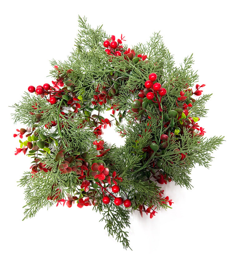 Artificial Eucalyptus Red Berry Vine with Juniper Pine Needles, Plastic Trailing Garland, Christmas & Home Decor