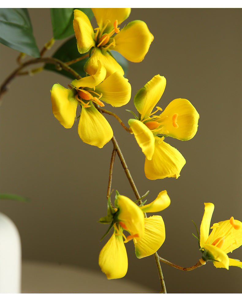 Artificial Dogwood Flower Stem, Single Stem with 9 Blooms, 33" Tall, Silk Floral Arrangement for Home Decor, Wedding, Events - Yellow, Pink, White