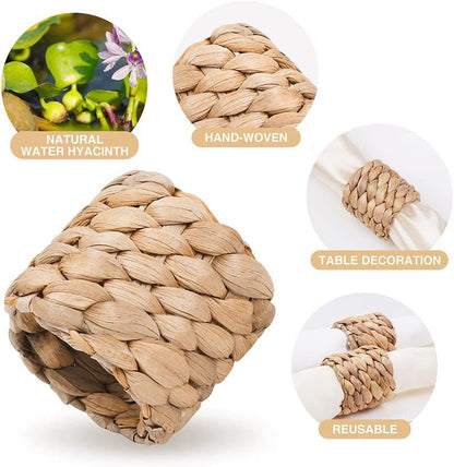 Bulk 12 Pcs Handmade Rustic Woven Napkin Rings Farmhouse Napkin Holders for Weddings Birthdays Thanksgiving Valentine’s Day Party Decor Wholesale