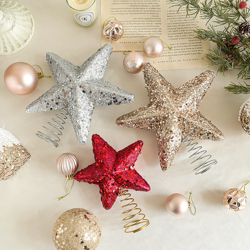 New Glitter Christmas Tree Topper Star - Sparkly Starburst Ornament for Xmas Decor
