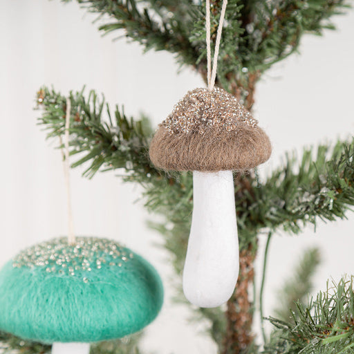 Bulk 12 Pcs Christmas Wool Felt Mushroom Ornaments for Xmas Tree Home Indoor Party Decor