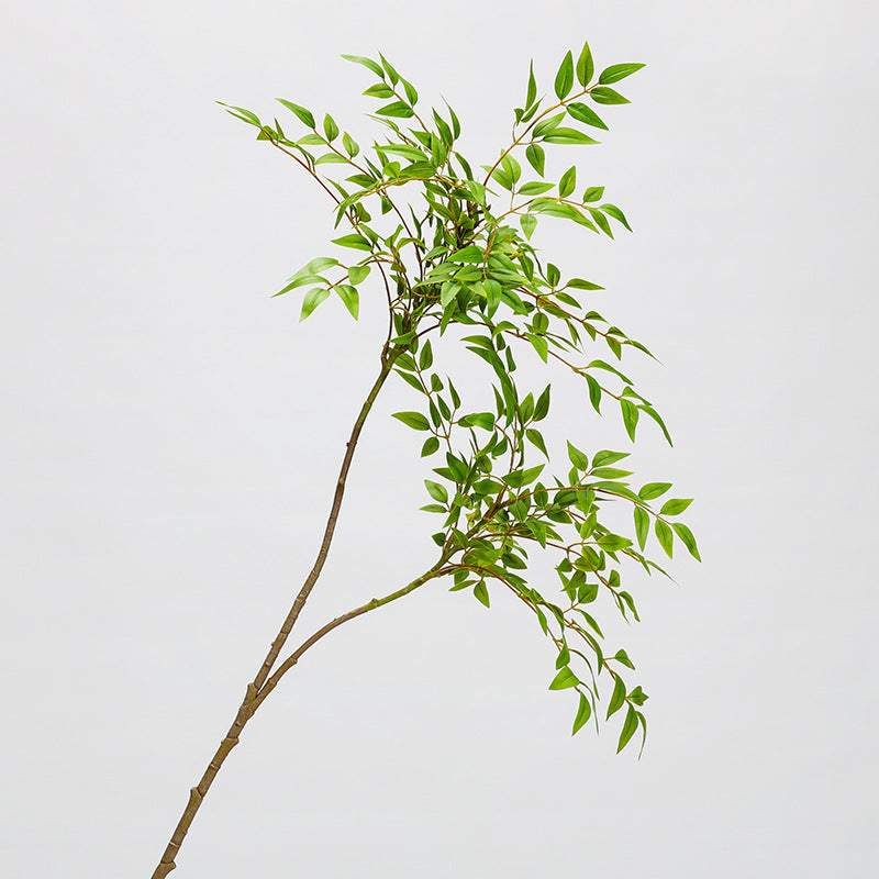 Single Stem Faux Nandina Leaf Branch, 43" Silk-Like Fabric, Modern Home & Event Decor